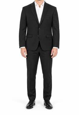 Equilibrio Milano Men's Black Wool Super 150s 2-Piece Sangria Suit B:52R P:46R